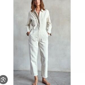 NEW Outerknown Station Jumpsuit Women Small Utility Coveralls Cargo Linen Cotton